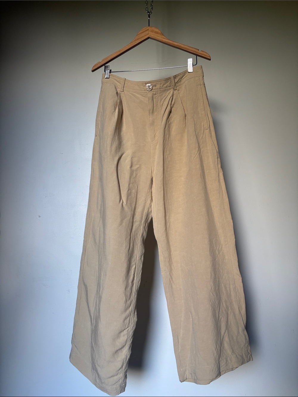 & Other Stories Wide-Leg Linen Blend Pants Beige Size 10